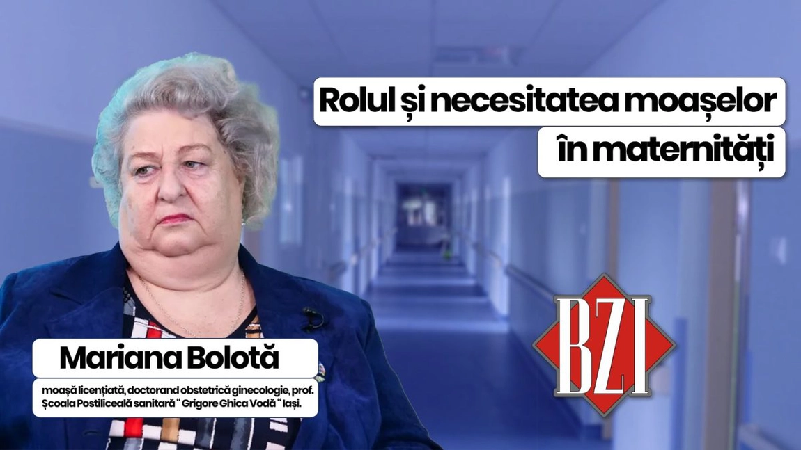 LIVE VIDEO - Mariana Bolotă, moașă licențiată, doctorand obstetrică ginecologie, prof. Școala Postiliceală sanitară “ Grigore Ghica Vodă “ Iași discută în emisiunea BZI LIVE, despre rolul pe care îl joacă moașele în perioada pre și post operatorie a gravidelor