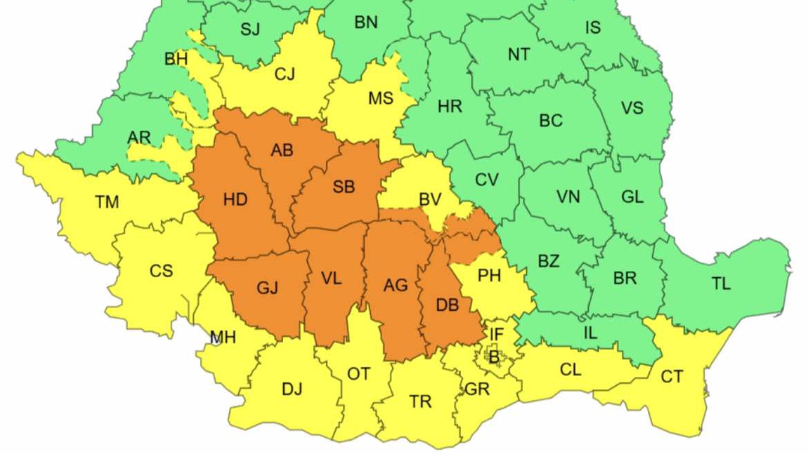 Atenționări și avertizări meteo pentru aproape toată țara!