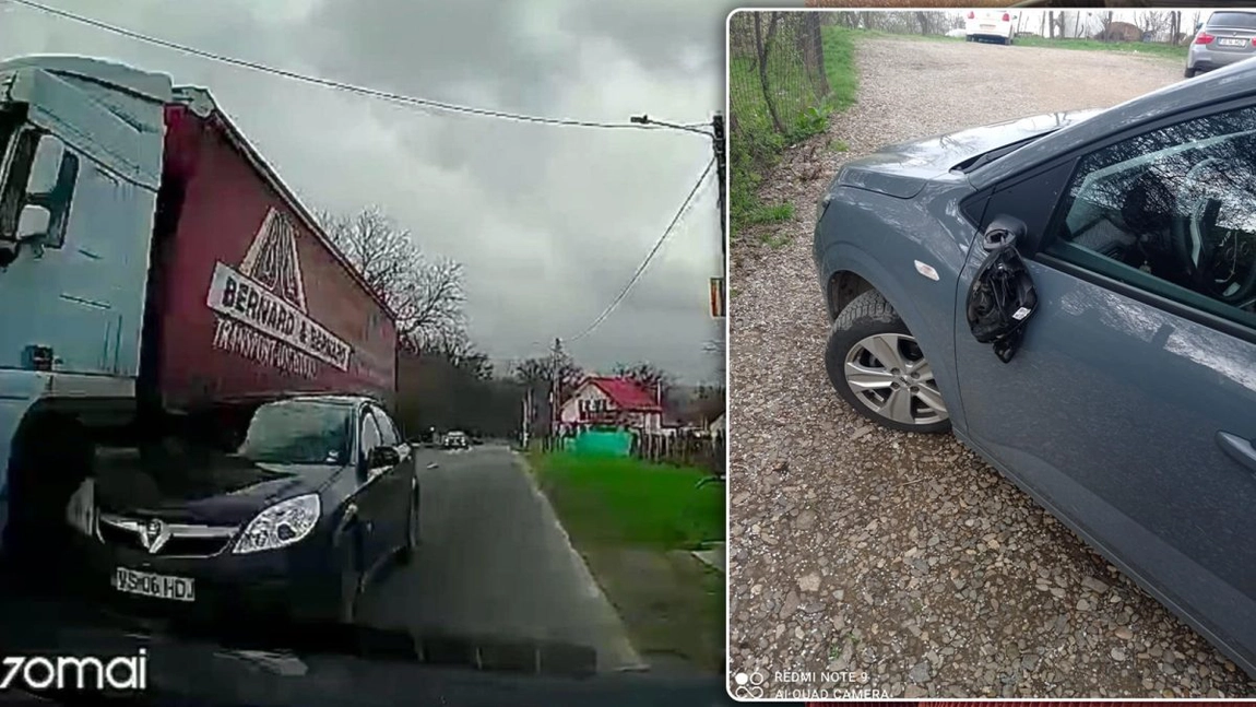 Imagini șocante de pe camera de bord! Un bărbat din Iași a evitat la limită o tragedie: „Dacă nu trăgeam de volan, eram mort”