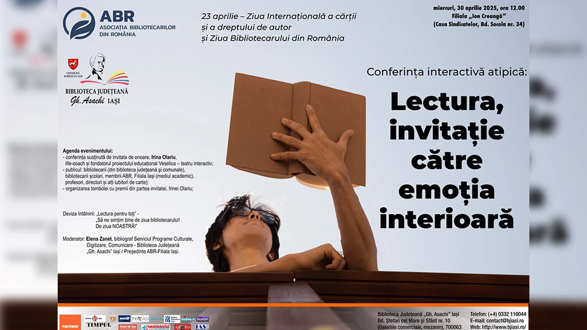 „Lectura, invitație către emoția interioară” – conferință ocazionată de sărbătorirea Zilei Mondiale a Cărţii şi a Dreptului de autor și a Zilei Bibliotecarului din România