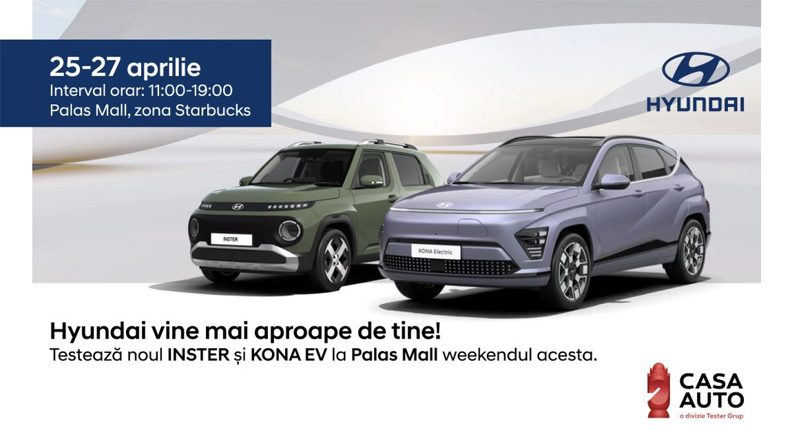 Sesiune Test Drive Hyundai la Palas Mall weekendul acesta - Explorează viitorul mobilității electrice!