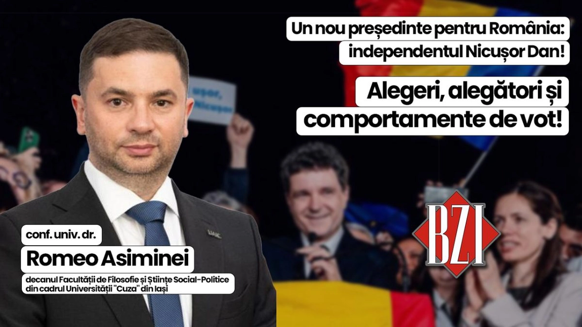 LIVE VIDEO - Top analiză politică și electorală BZI LIVE! Despre alegerea noului președinte, comportamente electorale, schimbare de mentalități și reformă în politica externă alături de conf. univ. dr. Romeo Asiminei, decanul Facultății de Filosofie și Științe Social-Politice din cadrul Universității 