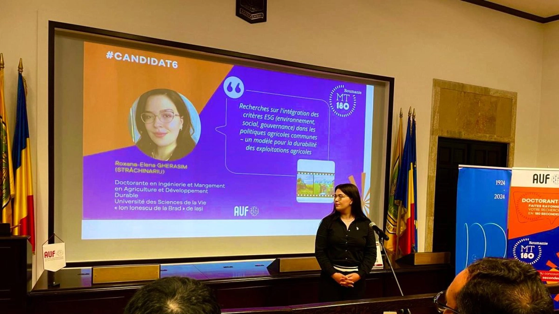 Doctoranda Roxana-Elena Gherasim de la USV Iași a obținut un dublu premiu la concursul internațional MT180