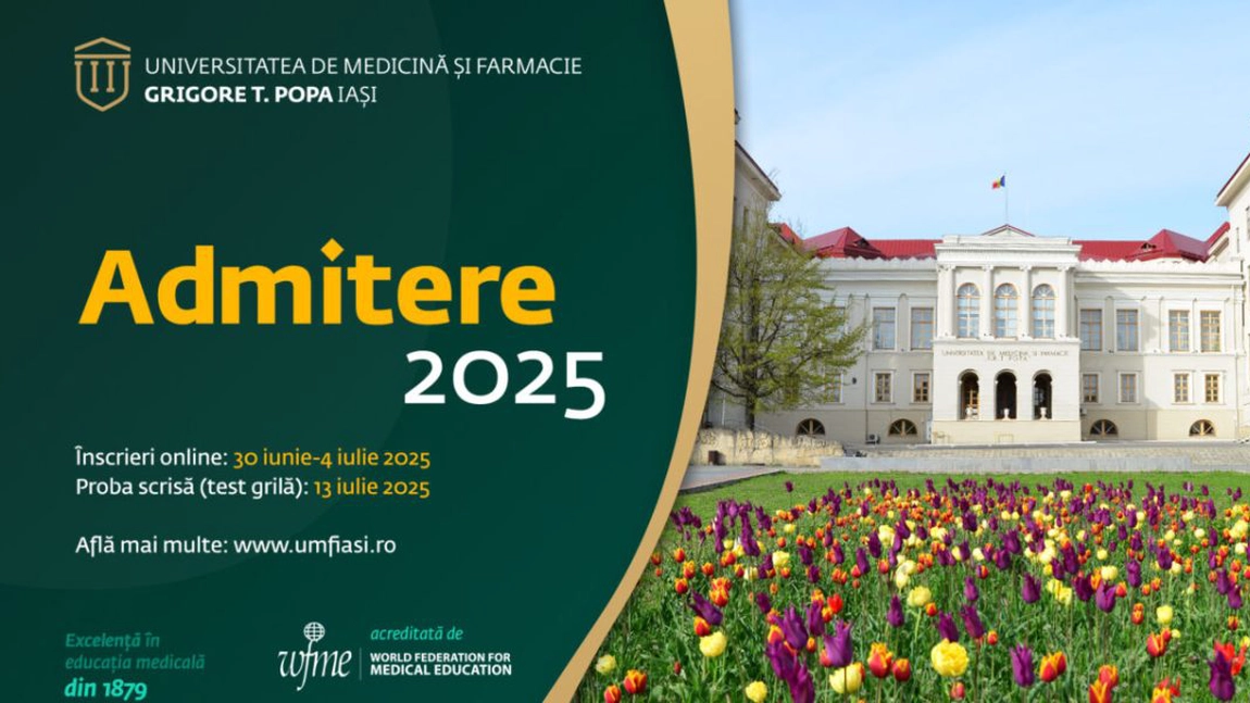 UMF Iași dă startul înscrierilor pentru concursul de admitere – sesiunea iulie 2025