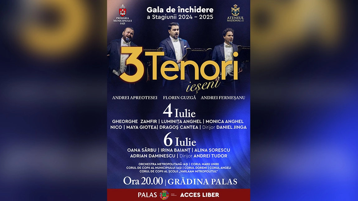 Două concerte extraordinare încheie stagiunea Ateneului Național din Iași, în Grădina Palas