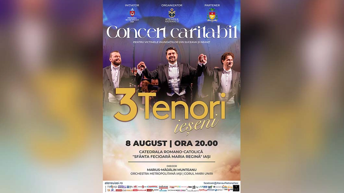 Concert caritabil 3 Tenori ieșeni – Solidaritate pentru victimele inundațiilor din Suceava și Neamț
