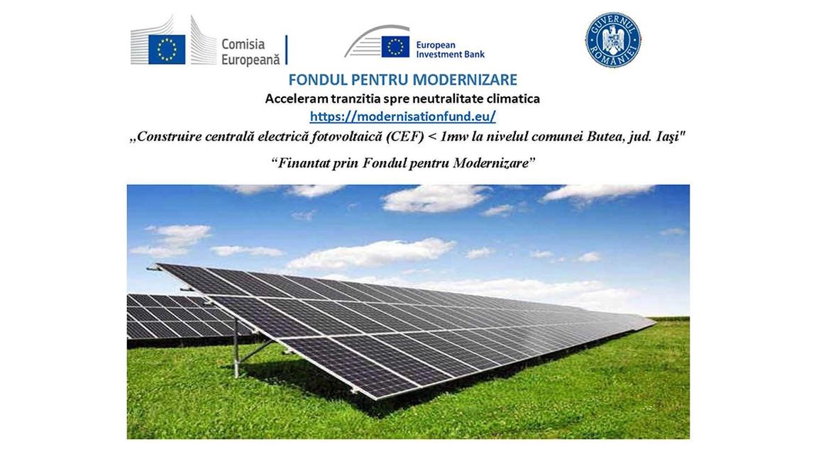 Proiect pentru o centrală fotovoltaică sub 1MW în comuna Butea, județul Iași - Un pas spre energie verde și sustenabilitate locală