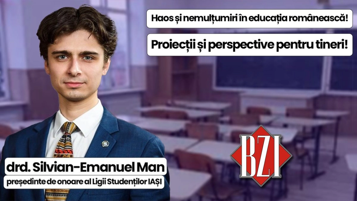 LIVE VIDEO - Top-dezbatere educațională, academică și de interes pentru tineri și studenți în Studioul BZI LIVE alături de drd. Silvian-Emanuel Man, președinte de onoare al LS IAȘI! Despre măsurile controversate luate de ministrul Daniel David, realități universitare, proiecții și proiecte pentru noua generație