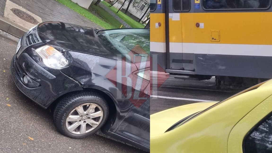 Accident rutier la Iași! Coliziune între un tramvai și un autoturism în Alexandru cel Bun - EXCLUSIV