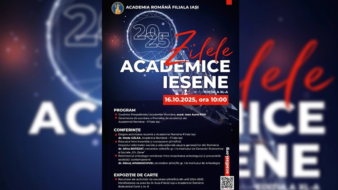 Eveniment aniversar la Iași! Academia Română marchează 40 de ani de Zile Academice