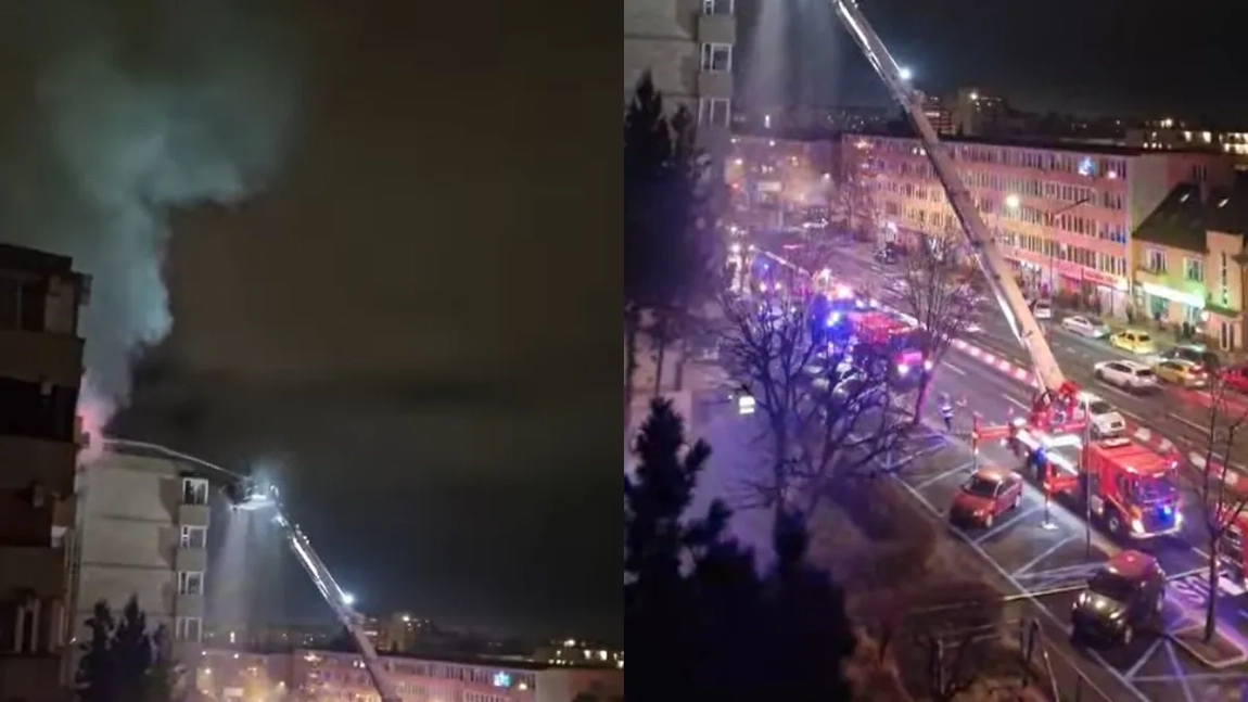 Explozie urmată de incendiu într-un bloc din Brașov. Un bărbat, rănit grav, transportat de urgență la spital