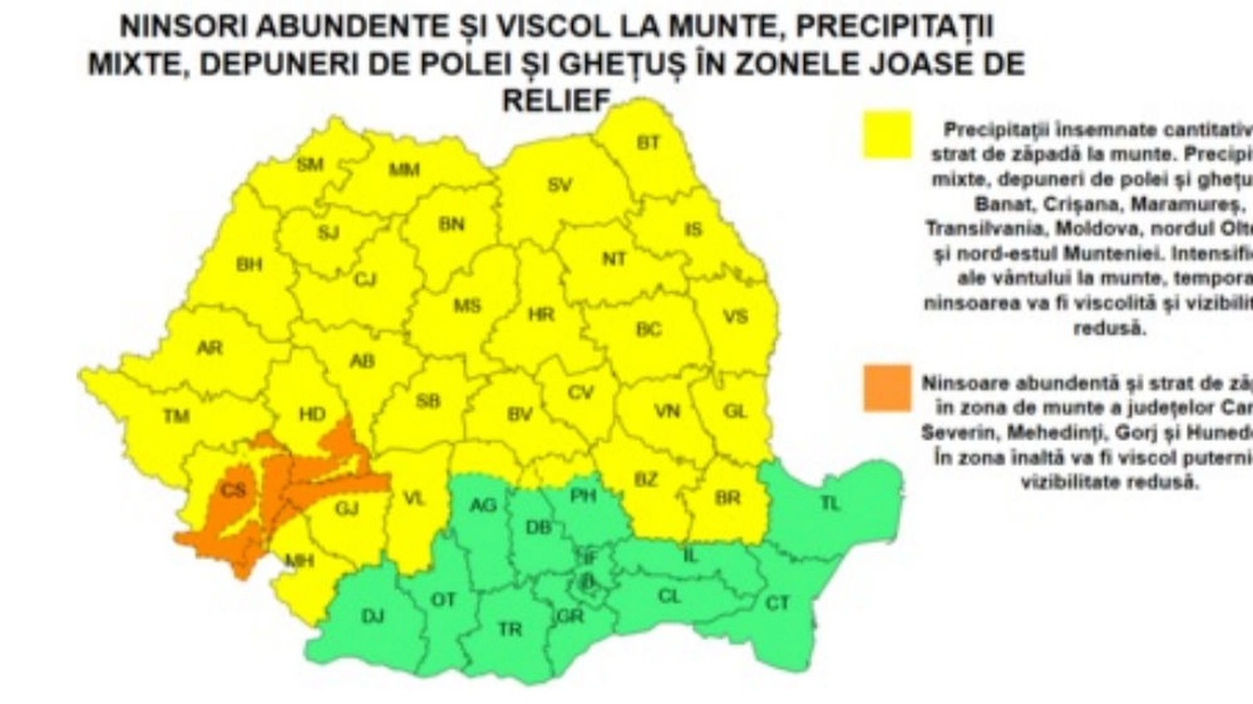 Judetul Iași se afla sub avertizare cod galben emis de Administraţia Naţională de Meteorologie