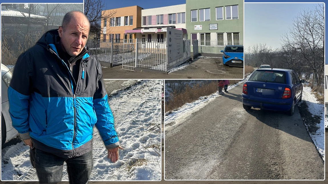 „Strada bogaților” din Bucium a devenit un pericol pentru ieșeni! Primăria nu a montat parapete, treceri de pietoni, iar drumul a crăpat după nici 2 ani de la asfaltare