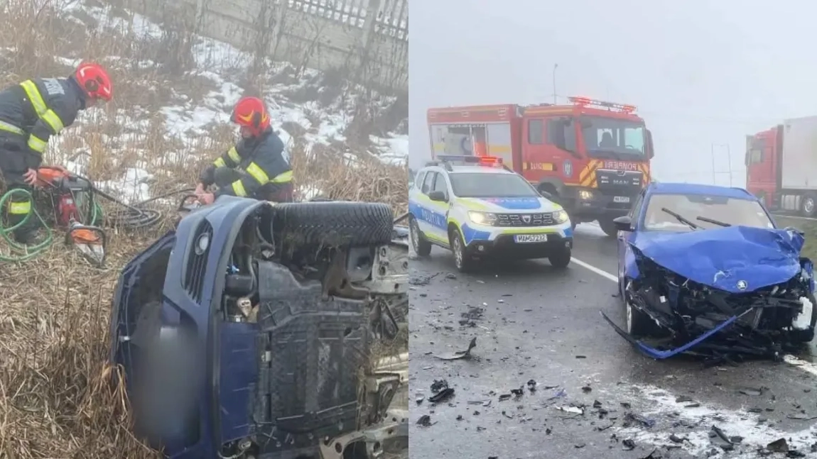 Accident grav pe DN1 E60, la Huedin! Un bărbat încarcerat și trei victime transportate la spital
