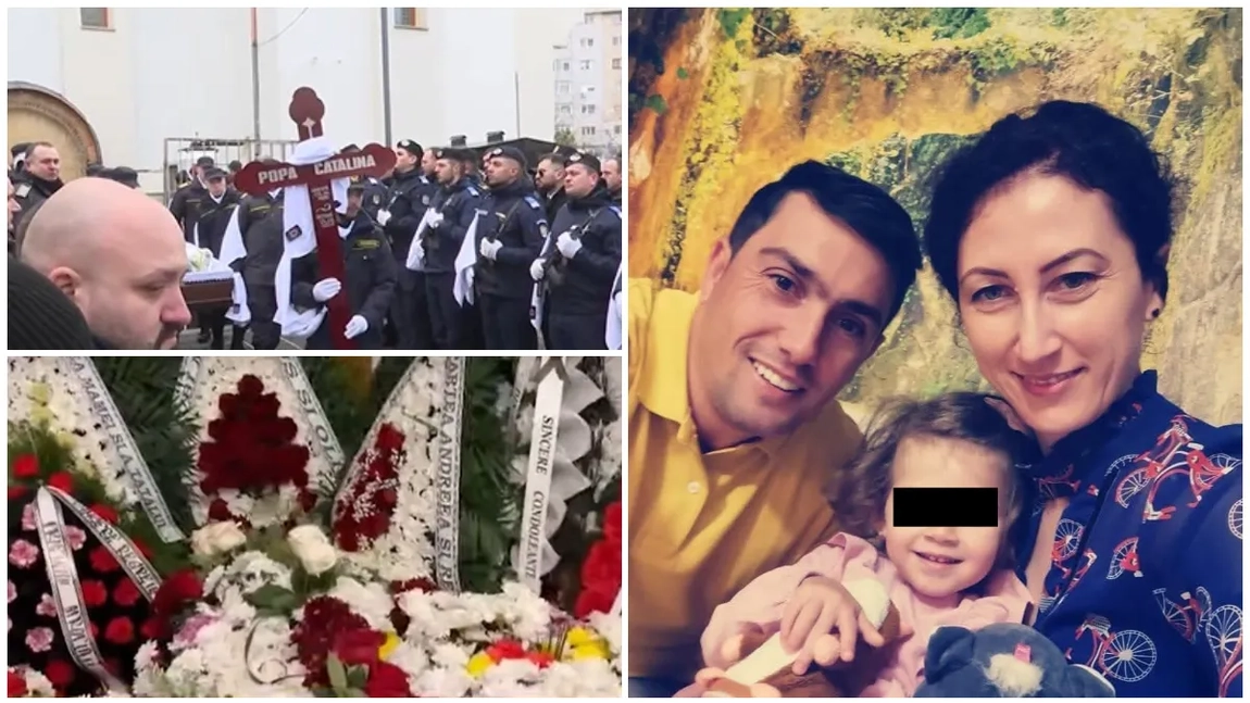 Primele imagini de la înmormântarea lui Dan și a Cătălinei, părinții uciși într-un accident rutier