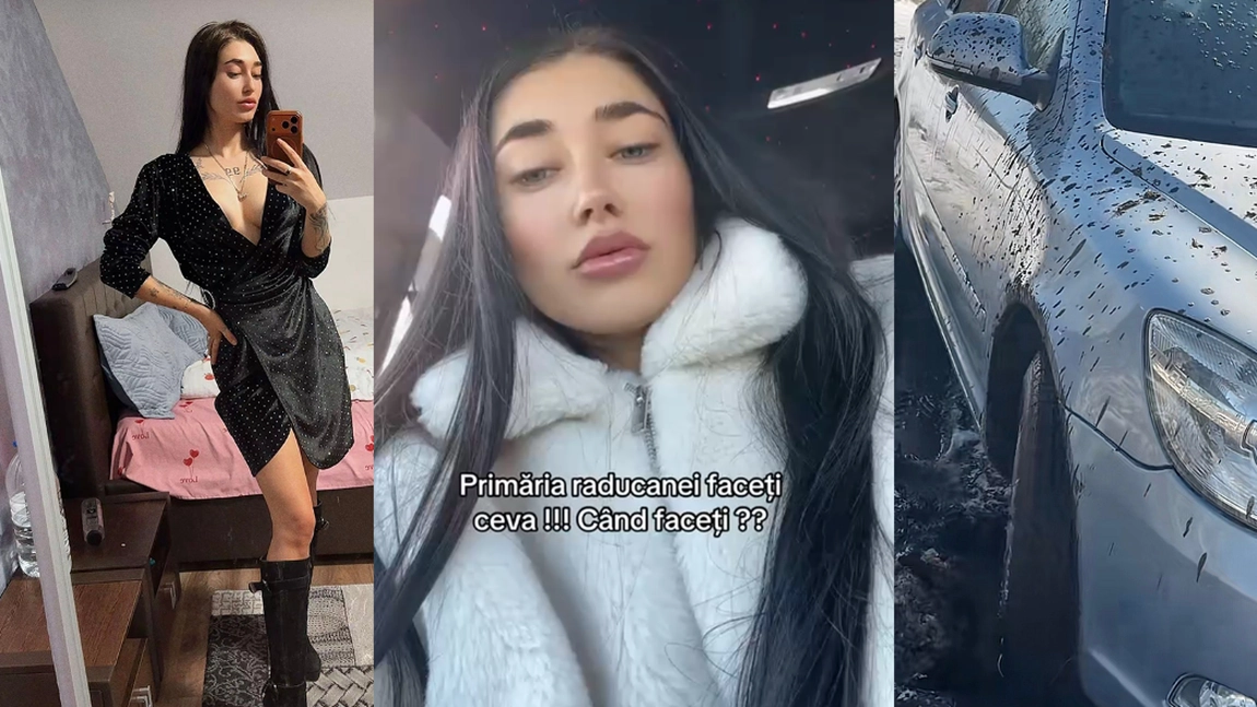 Bruneta de pe TikToK cunoscută drept “Fata cu Skoda”, a rămas împotmolită la Raducăneni: 