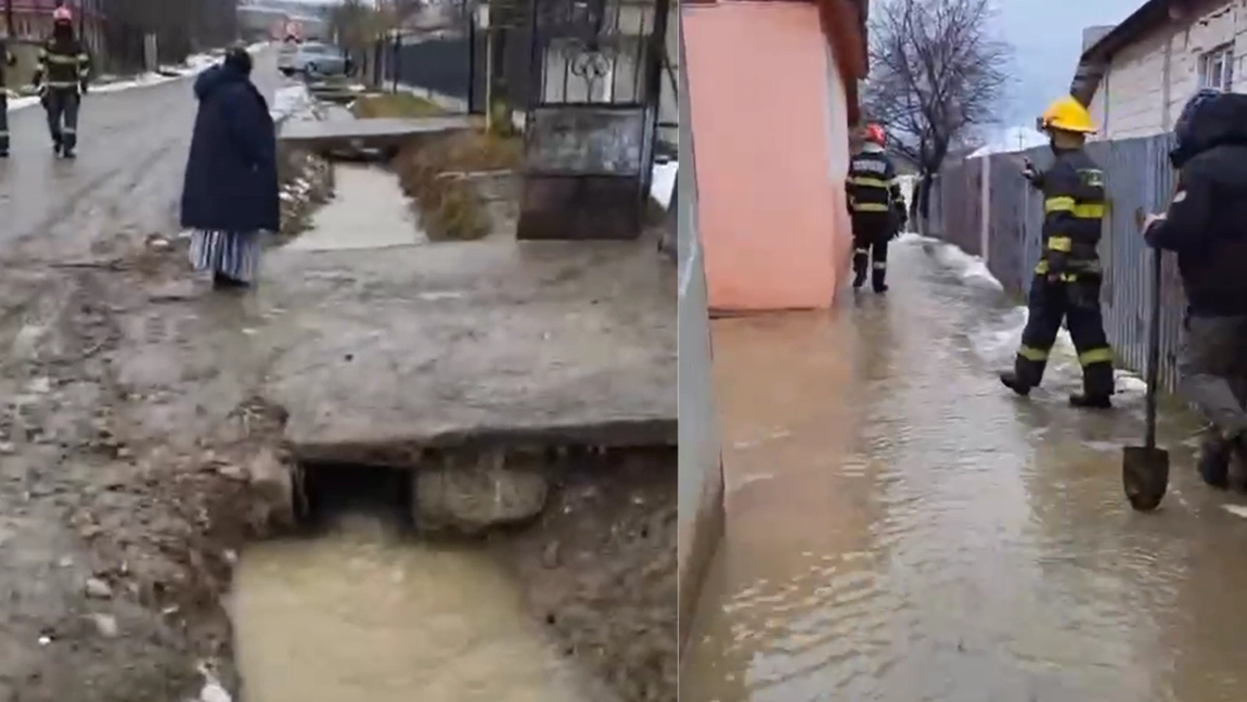 Ploile au făcut ravagii la Pașcani! Pompierii au evacuat apa dintr-o curte inundată