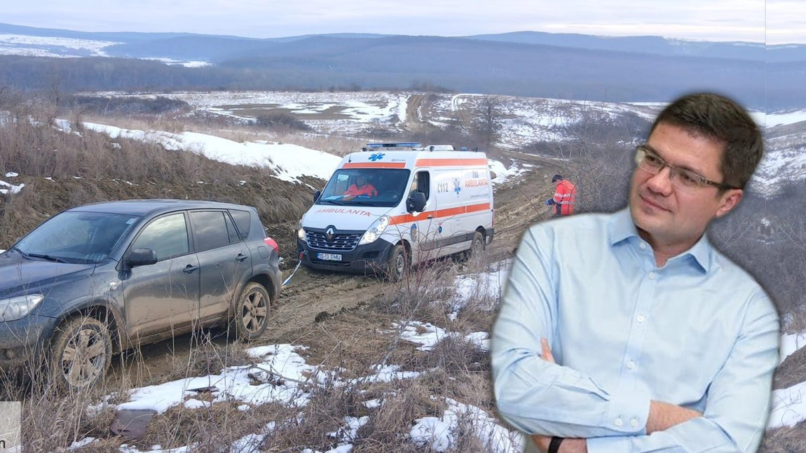 Reacția revoltătoare a lui Costel Alexe, după ce o ambulanță a rămas blocată în glodul de pe DJ 282E: „Am ales să nu facem pietruiri pe anumite sectoare de drumuri”