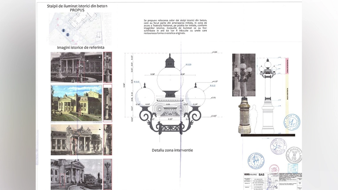 Primii stâlpi electrici din Iași, din 1896, vor fi restaurați în zona Teatrului Național