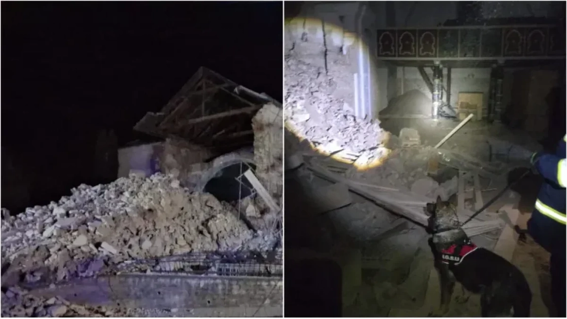 Turla unei biserici s-a prăbușit pe carosabil. O polițistă a fost rănită