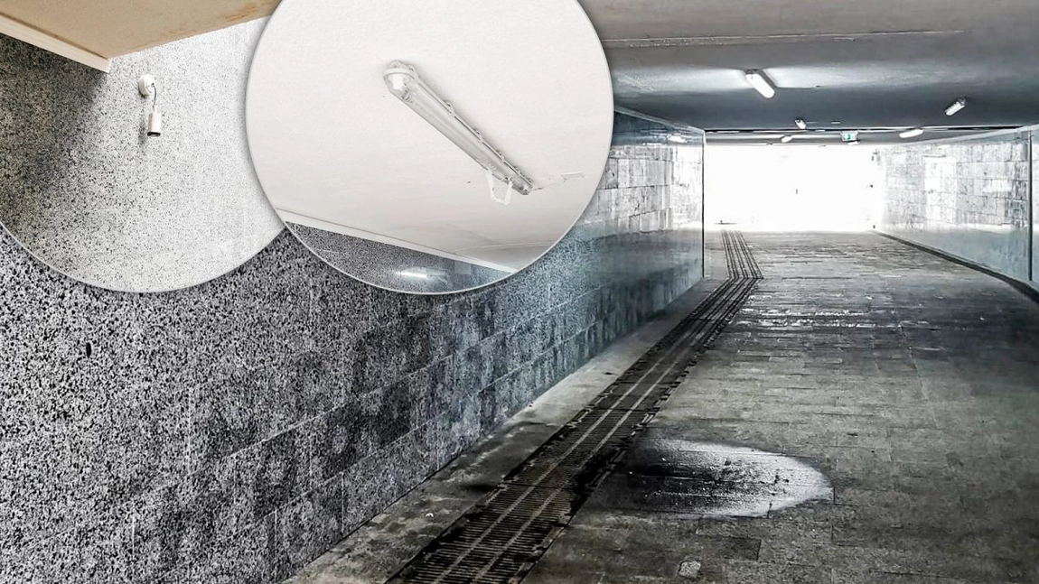 Infiltrații, becuri sparte și camere de supraveghere distruse! La Pasajul Frumoasa au apărut problemele după un an de la modernizare