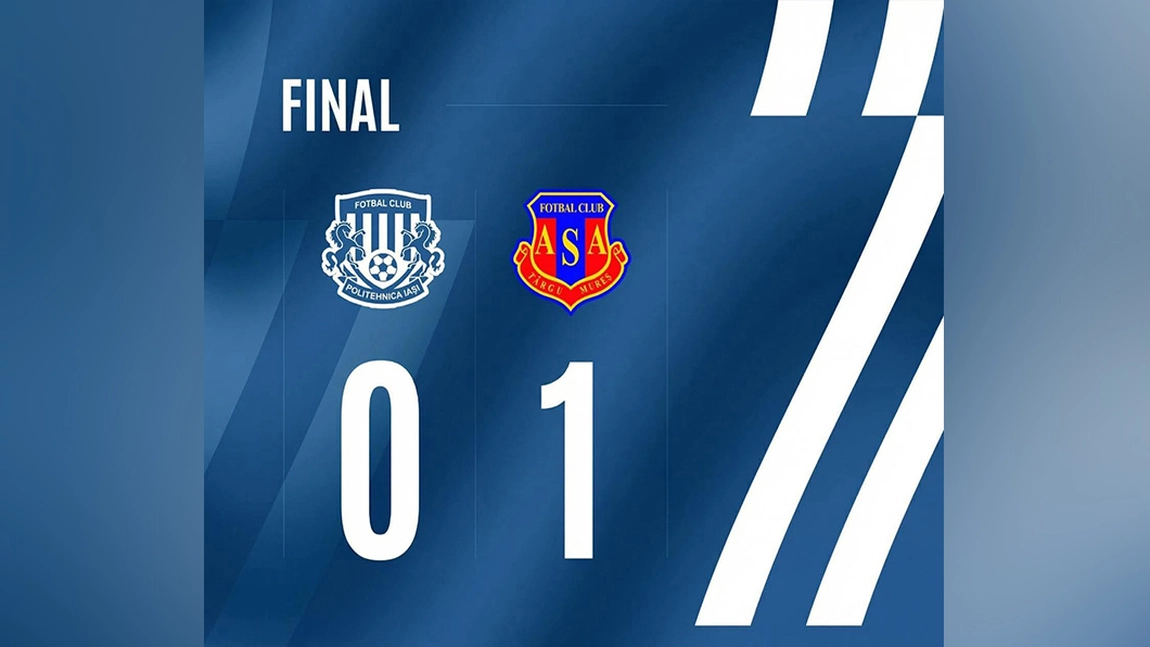 Politehnica Iași pierde pe final confruntarea cu ASA Târgu Mureș! Oaspeții s-au distanțat în fruntea clasamentului