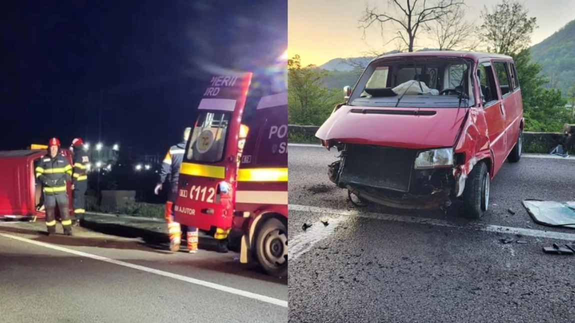 Accident grav pe DN 7, după ce o autoutilitară s-a răsturnat în Vâlcea. Patru victime, inclusiv trei copii, transportate de urgență la spital