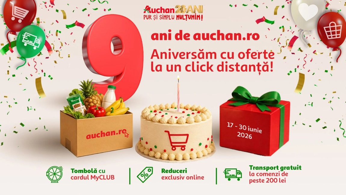 Auchan.ro sărbătorește 9 ani de cumpărături online: 10 milioane de produse livrate către clienți doar anul trecut