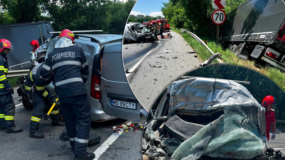 Imagini de groază de pe Drumul European: Un șofer a fost zdrobit în mașină după ce a intrat frontal într-un TIR. Iată la ce viteză s-a oprit acul kilometrajului