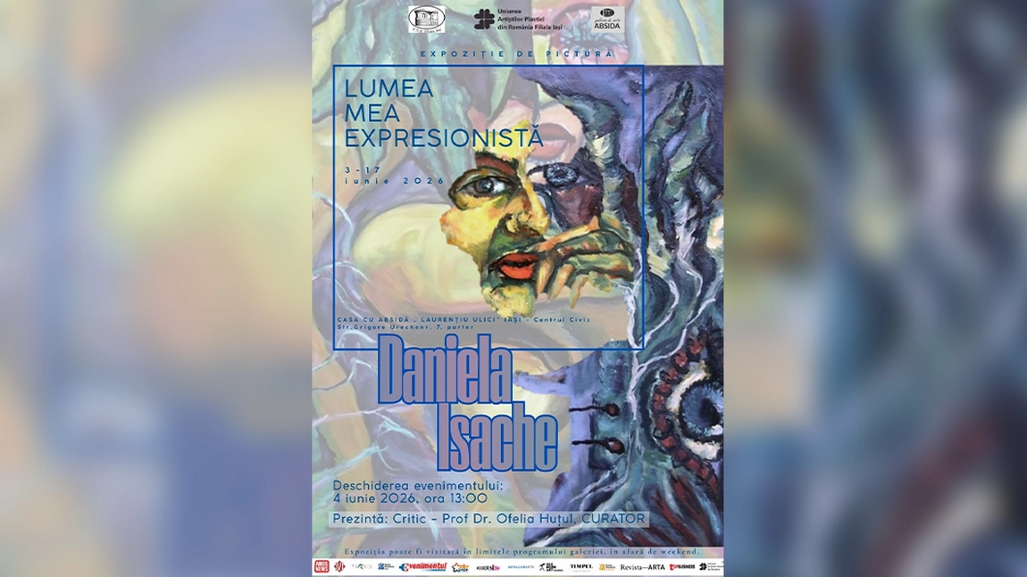 Galeria de Artă Absida vă invită la un nou eveniment important. Joi, 4 iunie 2026, ora 13, va avea loc deschiderea expoziției „Lumea mea expresionistă” a artistei Daniela Isache.