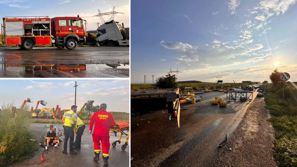 Filmul impactului de la Săbăoani. Cum au ajuns să se ciocnească autoturismul şi TIR-ul încărcat cu 700 de butelii