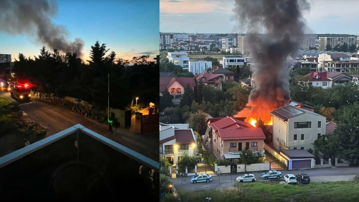 Incendiu puternic la o casă din Sectorul 6 al Capitalei. Locuința și două anexe au fost cuprinse de flăcări