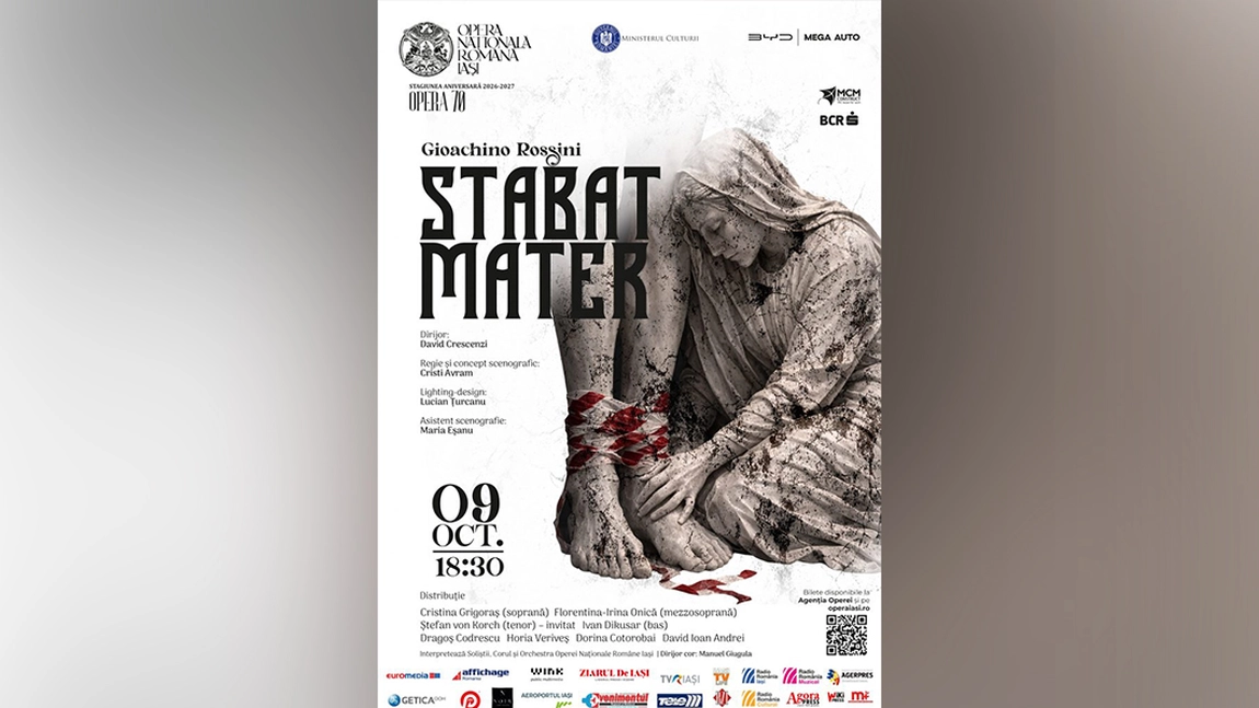 „Stabat Mater”, de Rossini, pe scena Operei Naționale Române din Iași. Spectacol de excepție, vineri seară