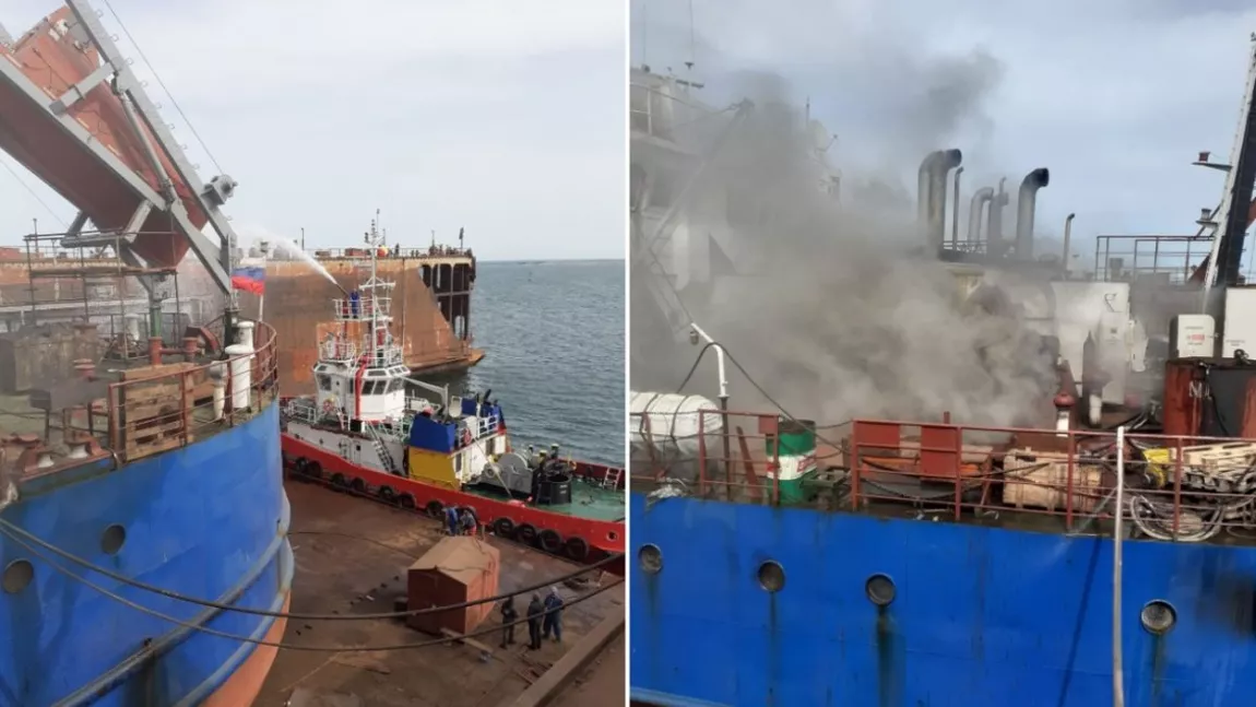 Incendiu la o navă aflată în Portul Midia Năvodari