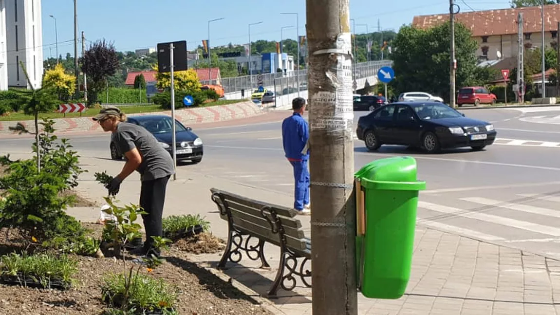 Se montează coșuri noi de gunoi în Iași. Servicii Publice SA înlocuiește coșurile stradale de gunoi metalice cu altele moderne, din plastic