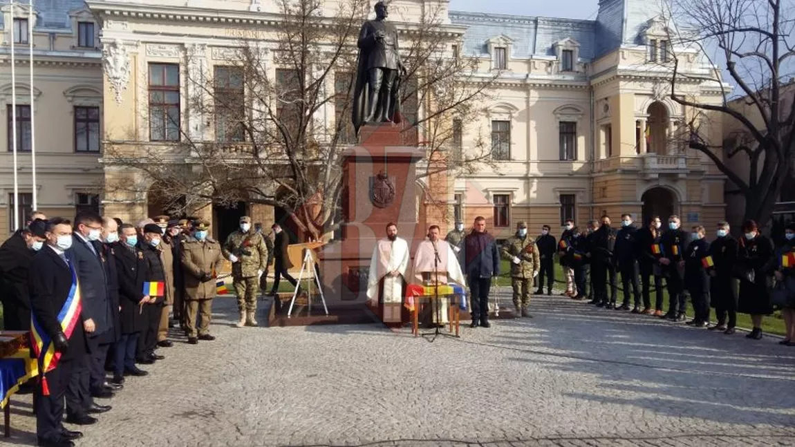 Ziua Națională a României este sărbătorită la statuia Regelui Ferdinand I. Manifestări restrânse în față la Primăria Iași - LIVE VIDEO/ FOTO