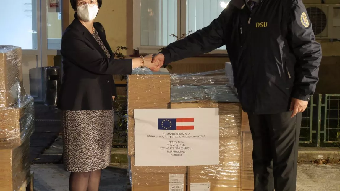 Austria se alătură României în lupta pentru combaterea pandemiei de Sars-CoV-2. 1.075 de cutii de medicamente au ajuns la CNCCI