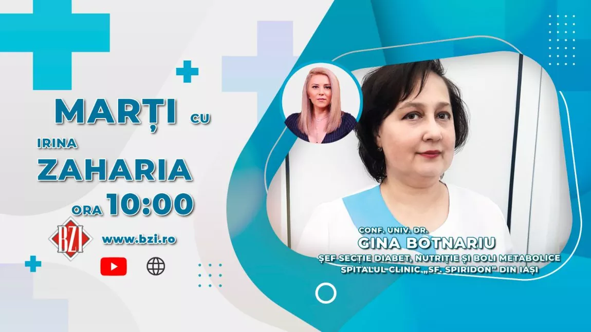 LIVE VIDEO - Conf. dr. Gina Botnariu – șef secție Diabet, Nutriție și Boli Metabolice, Spitalul Sf. Spiridon vine în platoul BZI LIVE, pe 11 ianuarie, ziua în care acum 100 de ani s-a inventat insulina