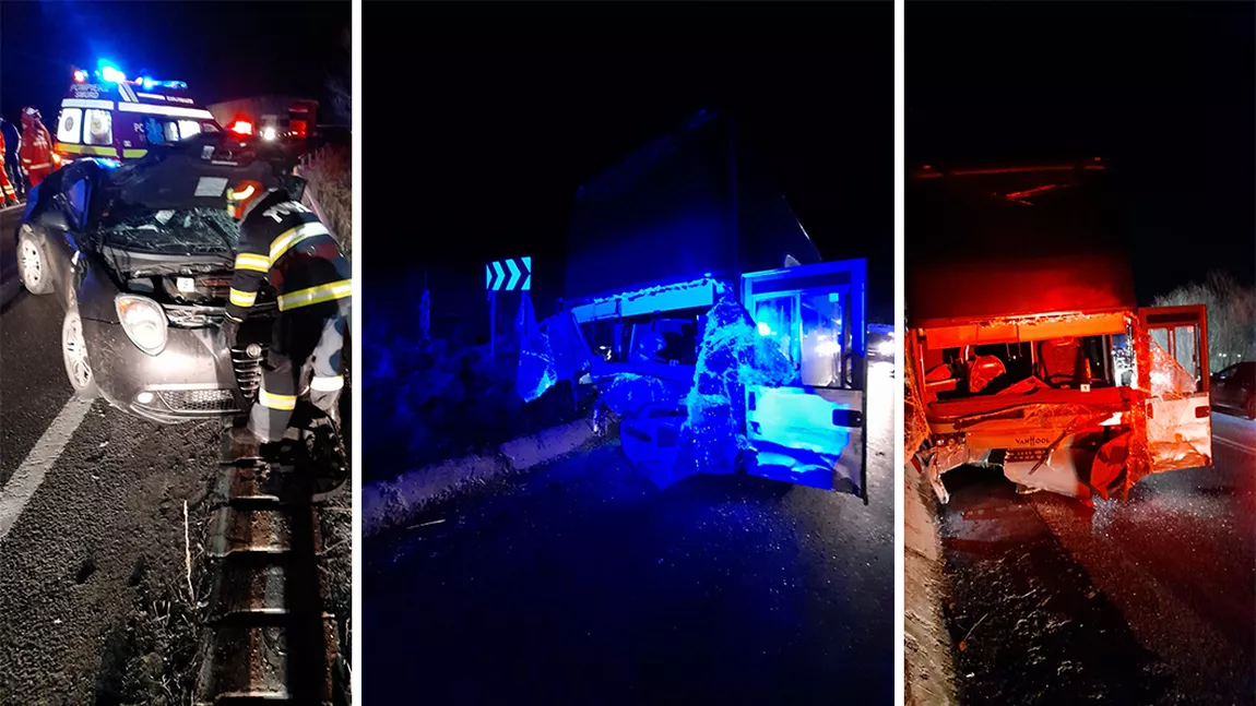 Accident rutier mortal în judeţul Suceava! Coliziune dintre un autocar care se deplasa pe ruta Iași - Lyon și un autoturism - FOTO