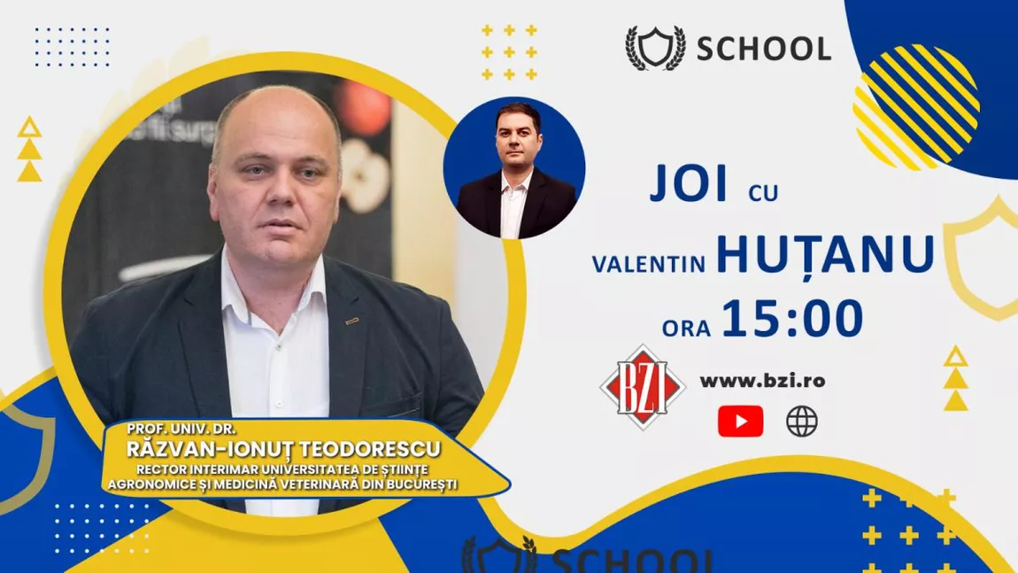 LIVE VIDEO - Ediţie specială, în Studioul BZI LIVE de impact naţional şi exclusivistă pe zona academică alături de prof. univ. dr. Răzvan Ionuţ Teodorescu, rector-interimar Universitatea de Ştiinţe Agronomice şi Medicină Veterinară din Bucureşti