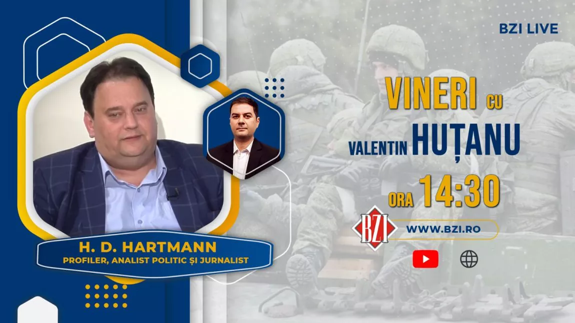 LIVE VIDEO - Despre manipulare, fake-news, culise şi negocieri în războiul din Ucraina, alături de H.D.Hartmann, profiler, analist politic şi jurnalist, în Studioul BZI LIVE