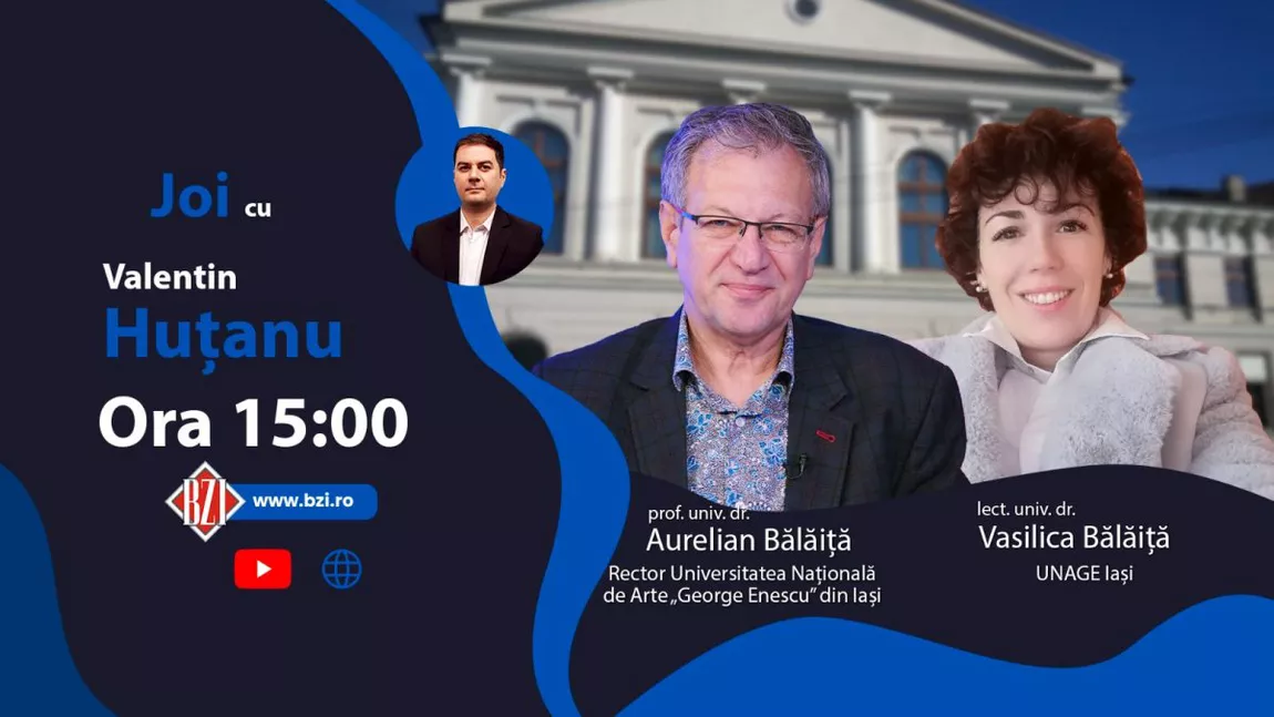LIVE VIDEO - UNIVERS TEATRAL! Ediție-dialog BZI LIVE din lumea culturală alături de lect. univ. dr. Vasilica Bălăiță (Facultatea de Teatru) și prof. univ. dr. habil. Aurelian Bălăiță, rector al UNAGE din Iaşi - FOTO