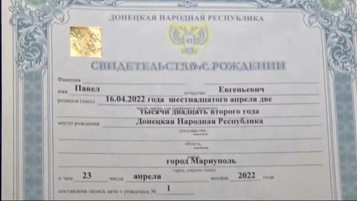 Nou-născuţii la Mariupol primesc certificate de naştere ruseşti