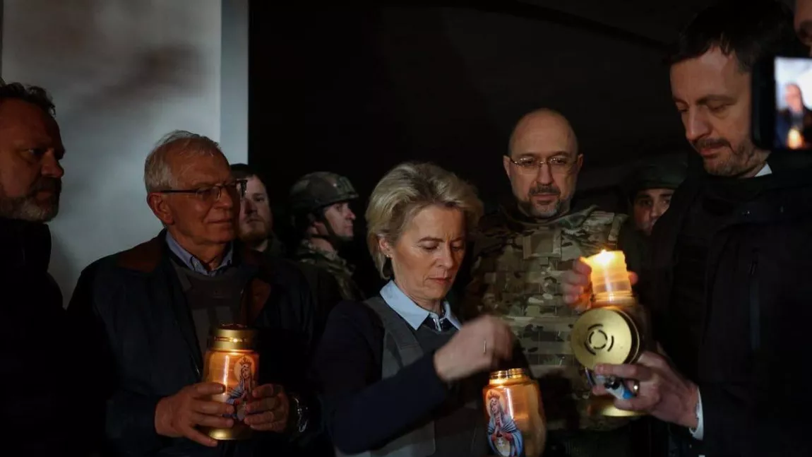 Ursula von der Leyen și Josep Borrell au mers la Bucha - FOTO, VIDEO