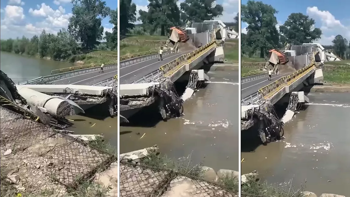 Dezastru în judeţul Neamț unde un pod s-a rupt la câteva luni după ce a fost reabilitat. O persoană a fost rănită. O firmă cu legături în Iași a făcut lucrarea - FOTO, VIDEO,UPDATE