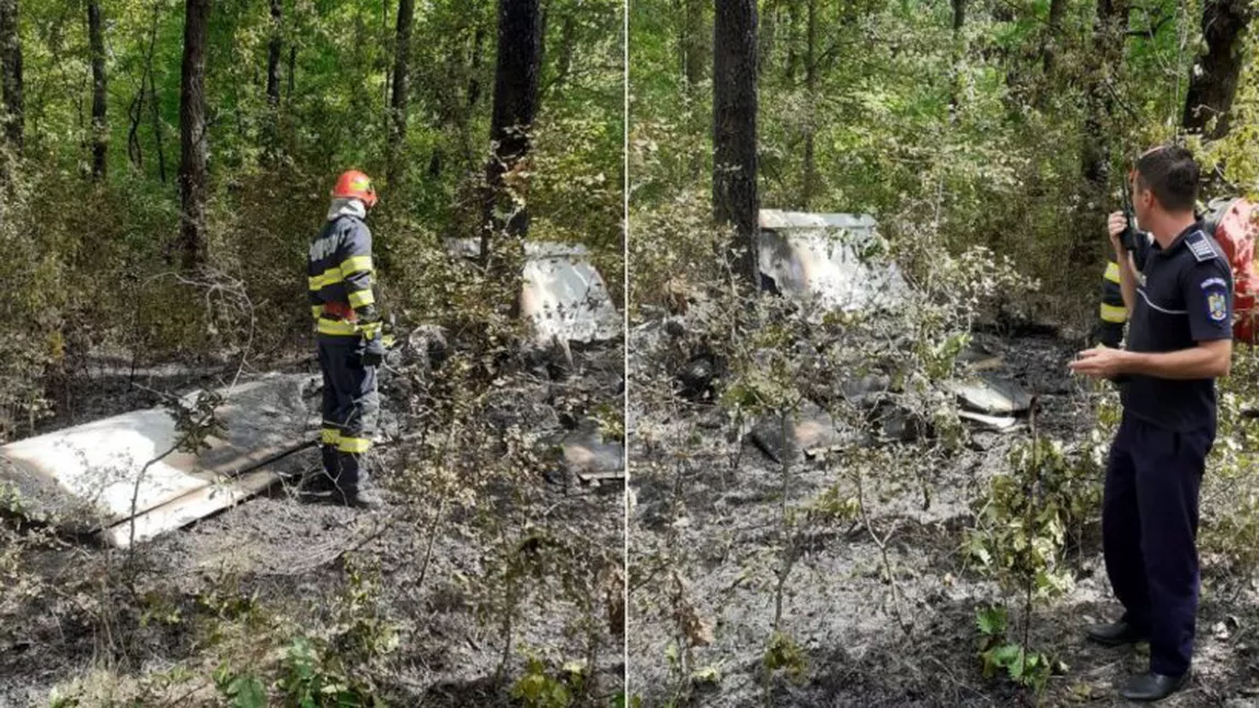 Un avion cu două persoane la bord s-a prăbuşit pe câmp, în Giurgiu. Pilotul şi copilotul au fost găsiţi carbonizaţi