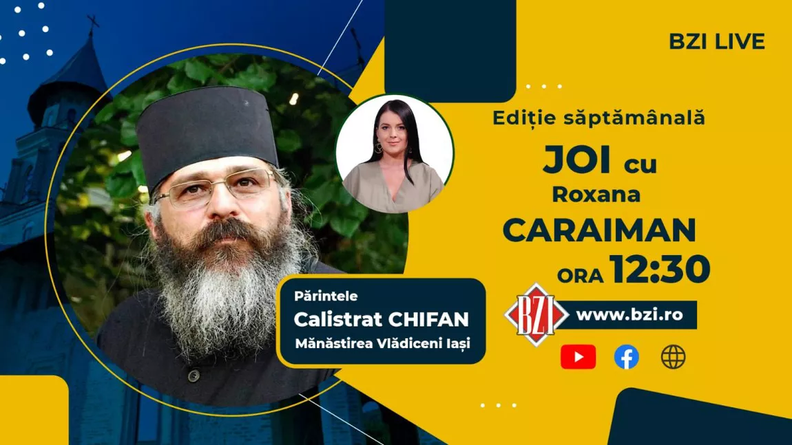 LIVE VIDEO - Schimbarea la față a Domnului nostru Iisus Hristos. Despre marea sărbătoare vorbește la BZI LIVE Părintele Calistrat Chifan de la Mănăstirea Vlădiceni din Iași - FOTO