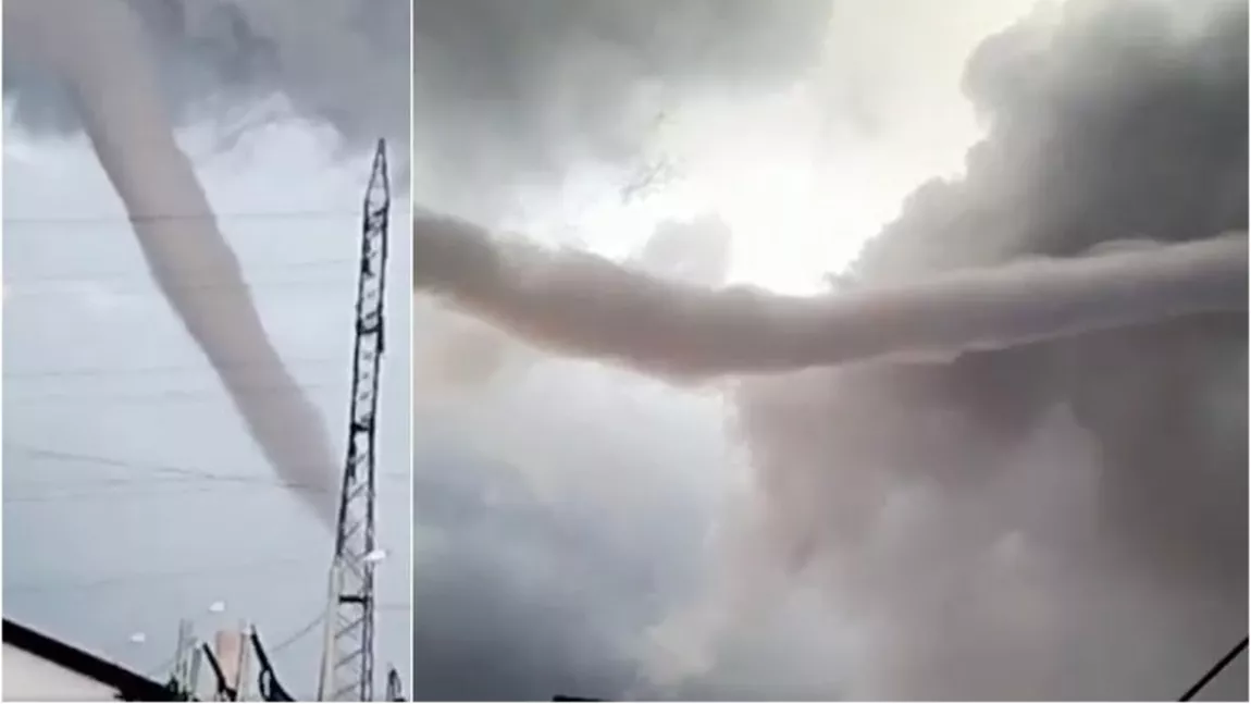 O tornadă uriaşă a fost surprinsă în imagini, lângă Craiova - VIDEO