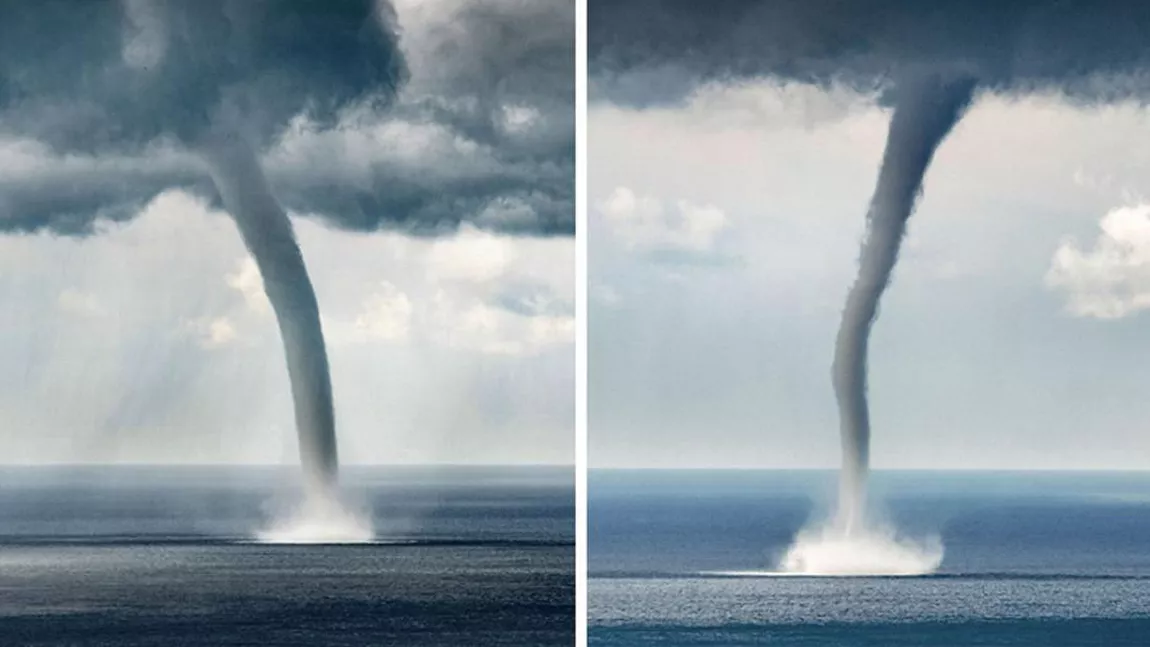 Imagini incredibile cu un vârtej uriaş format pe apă în peninsula Halkidiki din Grecia - VIDEO