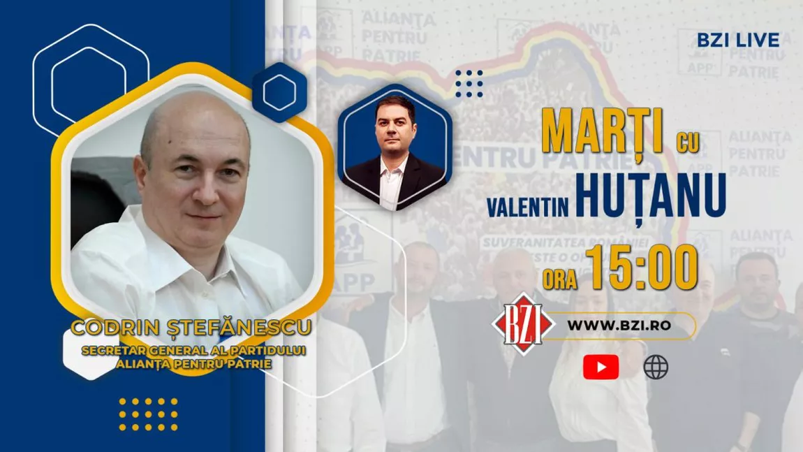 LIVE VIDEO - Ediţie BZI LIVE explozivă alături de Codrin Ștefănescu, secretarul general al Alianței Pentru Patrie